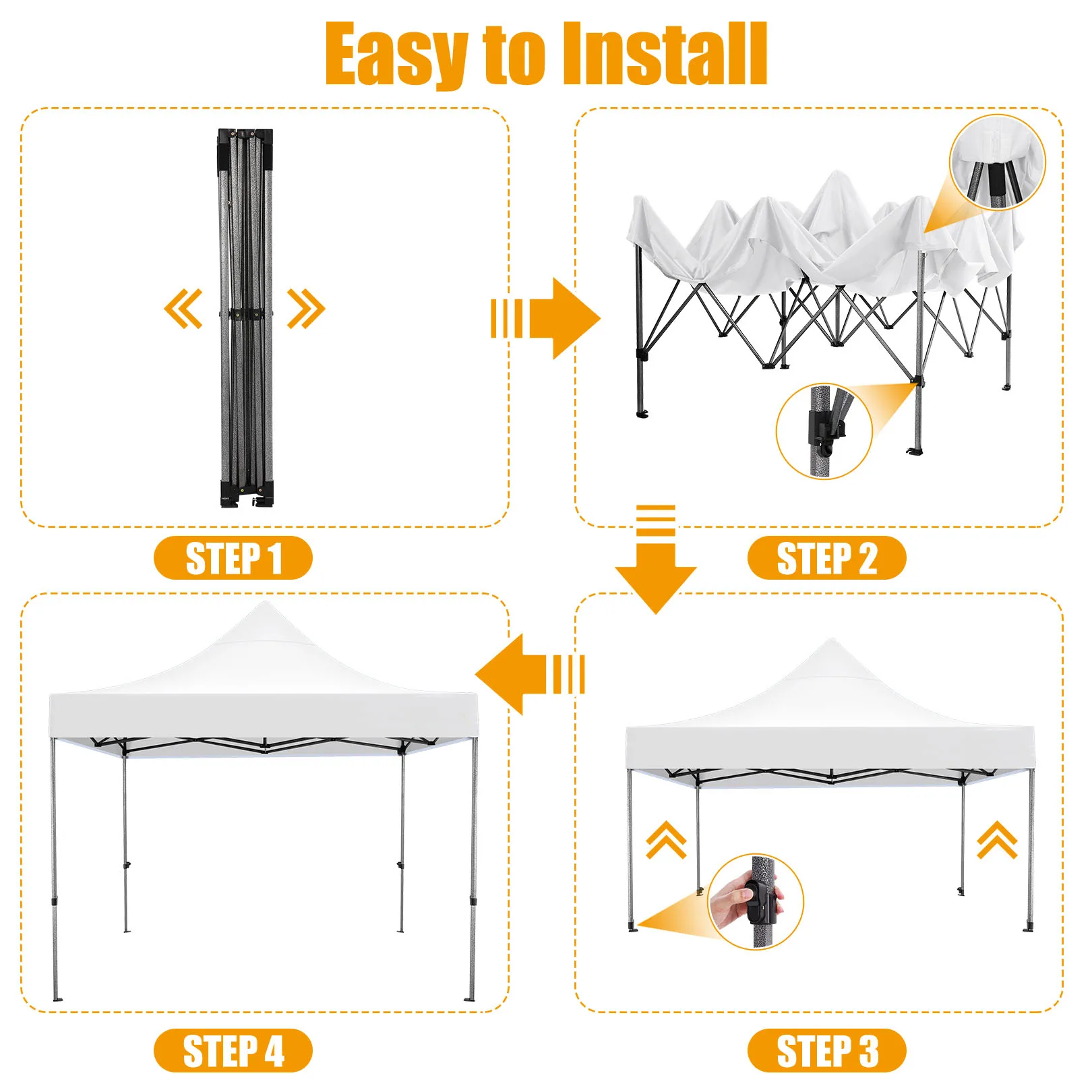 10x10FT Pop Up Canopy Tent with 4 Sidewalls Heavy Duty Commercial Party Tent UPF 50+ Sun Shade Waterproof Outdoor Gazebo Windproof Event Shelter w/ Roller Bag view 6
