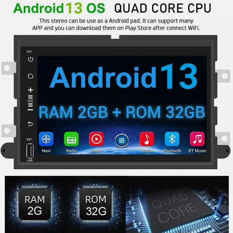 

Высокое качество 7-дюймовый Android 13 CarPlay автомобильный стерео радио GPS Navi (2 + 32G микрофон + камера AHD) для Ford F-150 Raptor 2013 2014 года