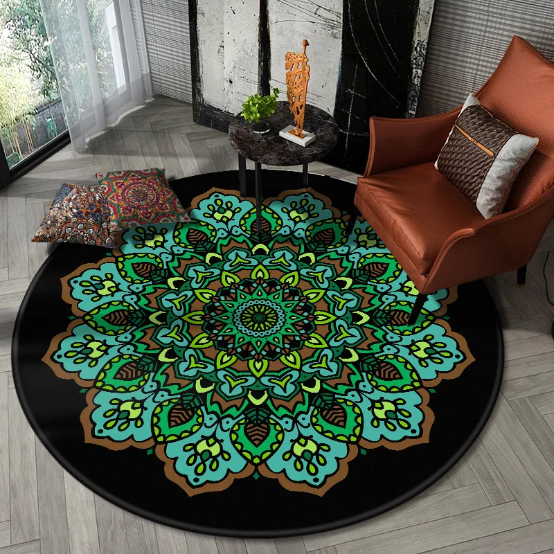 Purple Mandala Round Carpet Anti-slip Bathroom Mats Kids Room Mat Round Rug Bedroom Rugs Living Room Rug Ethnic Style Home Decor