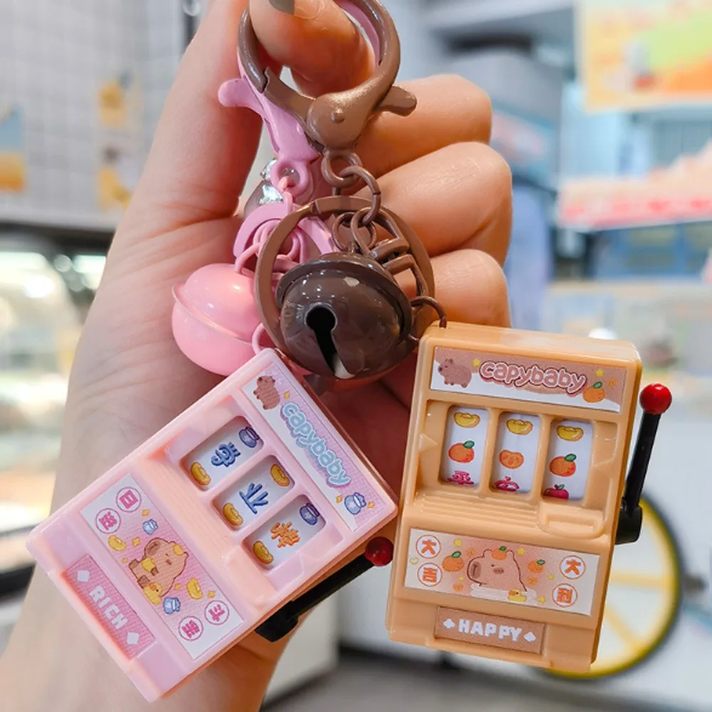 Capybara Capybara Machine Keychain Lucky Fruit Machine Shake Toy Mini Game Machine Keyring Game Console Playable