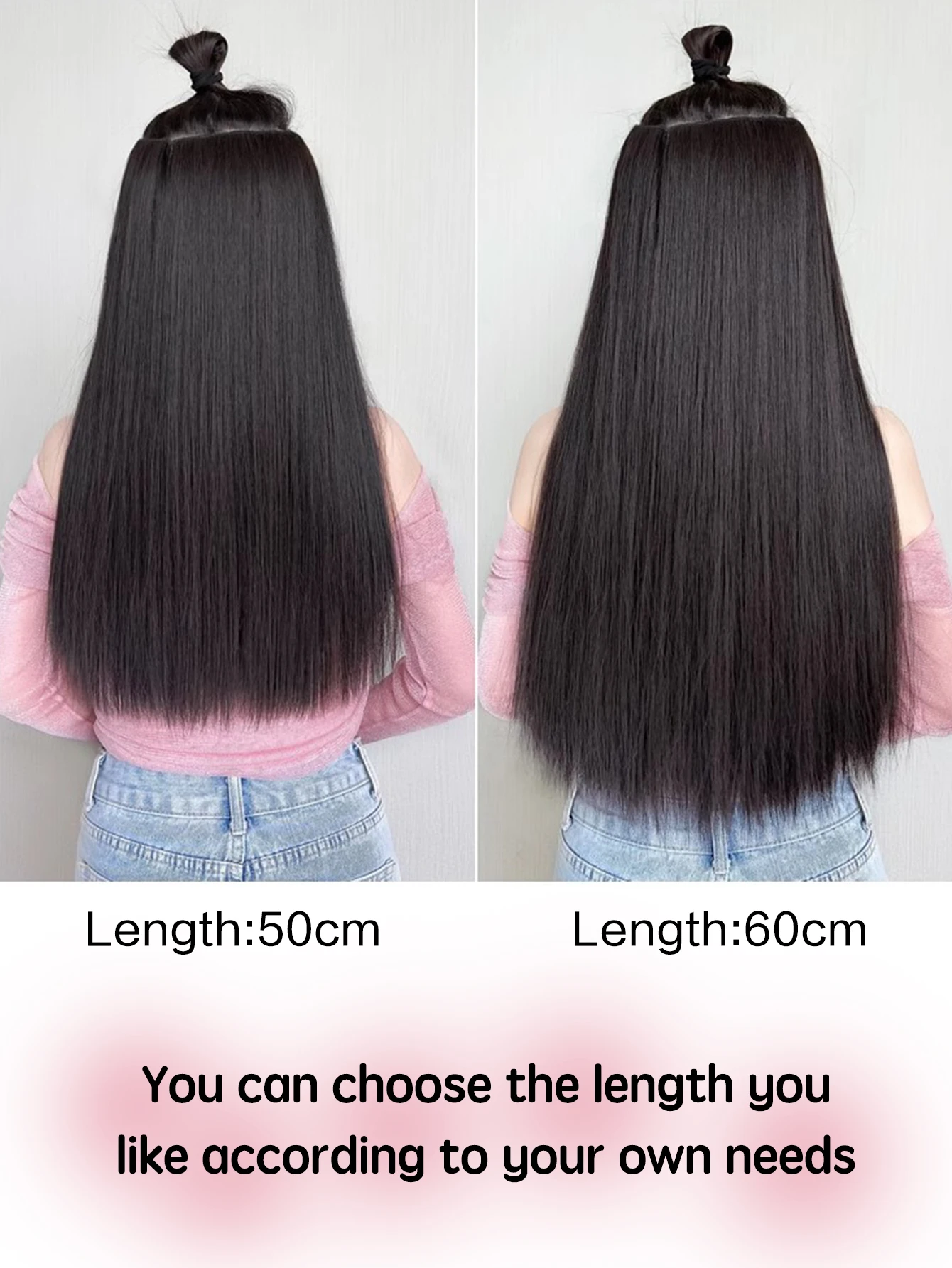 Synthetic 4 Clip In Hair Extensions V-shaped Long Straight Hairstyle Hairpiece Black Brown Blonde Natural Fake Hair For Women