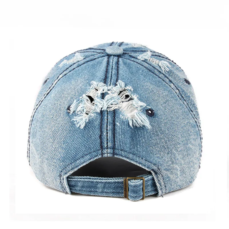 Snapback Women\'s Distressed Hole Embroidery Simple Baseball Cap For Women Men Fashion Female Outdoor Leisure Cowboy Hat Caps