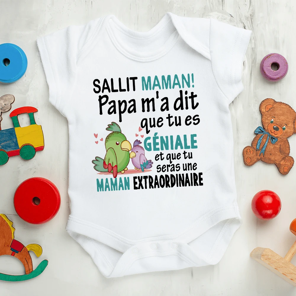 Mom Dad Told Me That You Are Great You Will Be An Extraordinary Mama Baby Romper Infant Short Sleeve Bodysuit Newborn Jumpsuit