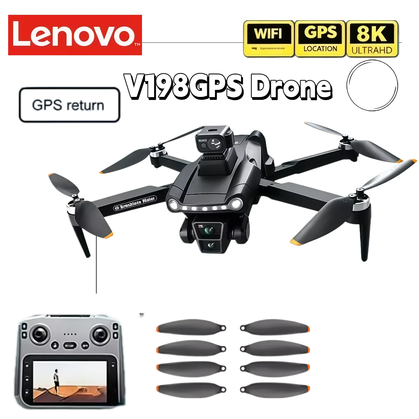 

Lenovo V198GPS Drone 4K Profesional FPV Brushless Laser obstacle avoidance Aerial Optical Foldable Quadcopter Mini 8K Dron