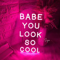 LED Neon Sign BABE YOU LOOK SO COOL Neon Light Sign Beauty Room Decor Bedroom Girl Pink Decor Wall Hanging Neon Led Sign Usb