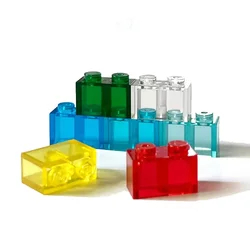 Small Building Block High Bricks Transparent Color 1x2 Dots about 55pcs 3004 MOC DIY Toy for Children Compatible with LEGO Parts