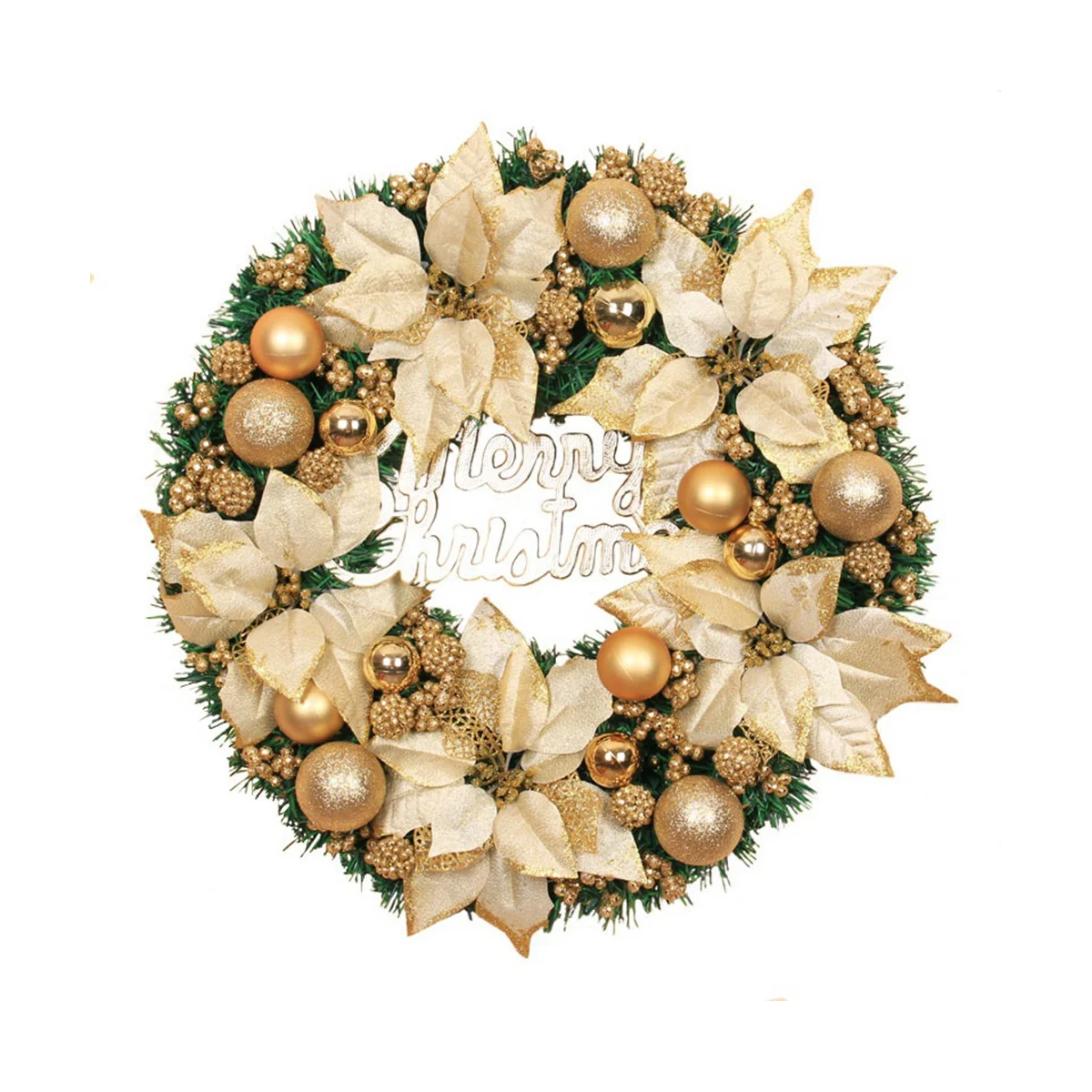 Decorative Christmas Wreath Front Door Hanging Christmas Wreath Golden Wreath Hotel Mall Home Decoration(40cm)