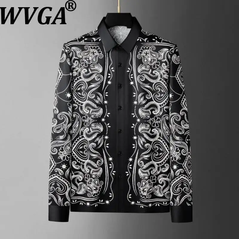 

Новинка лета: Мужская модная рубашка WVGA с длинным рукавом, не мнущаяся, в стиле нишевого шика, повседневная, с принтом, темная, с отложным воротником, Ins W23441