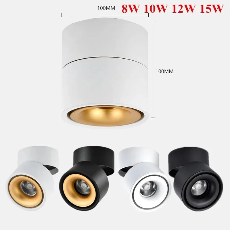 Pop Dimmable Led Ceiling Light 8W/10W/12W/15W LED Surface Mounted Ceiling Lamp ,Foldable And 360 Degree Rotatable Led COB Spot L