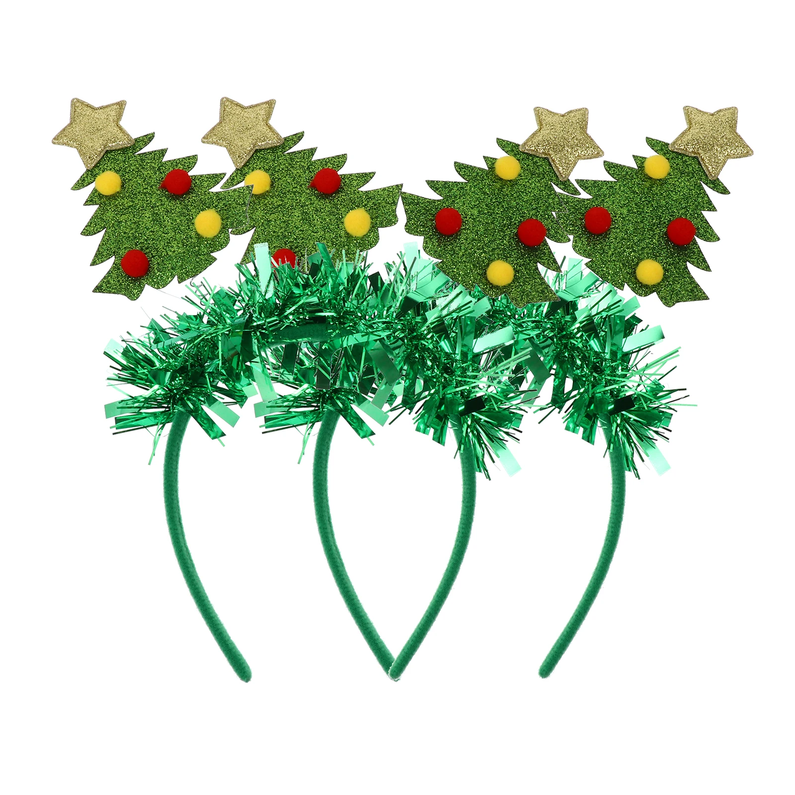 

2Pcs Christmas Tree Headband Tinsel Fashion Party Hair Hoop Holiday Festival Accessories Xmas Party Cheer Props