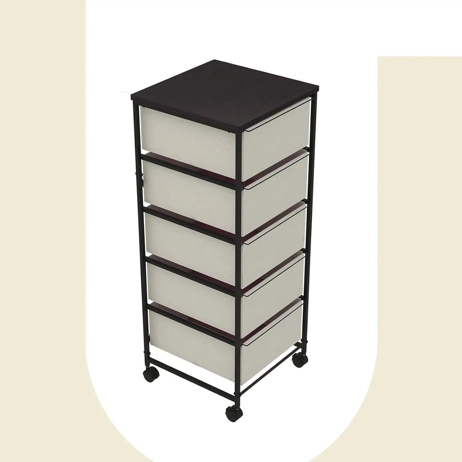

5 Drawer Rolling Fabric File Cabinet Vertical Under Desk A4/Letter Storage Home Office,Customized