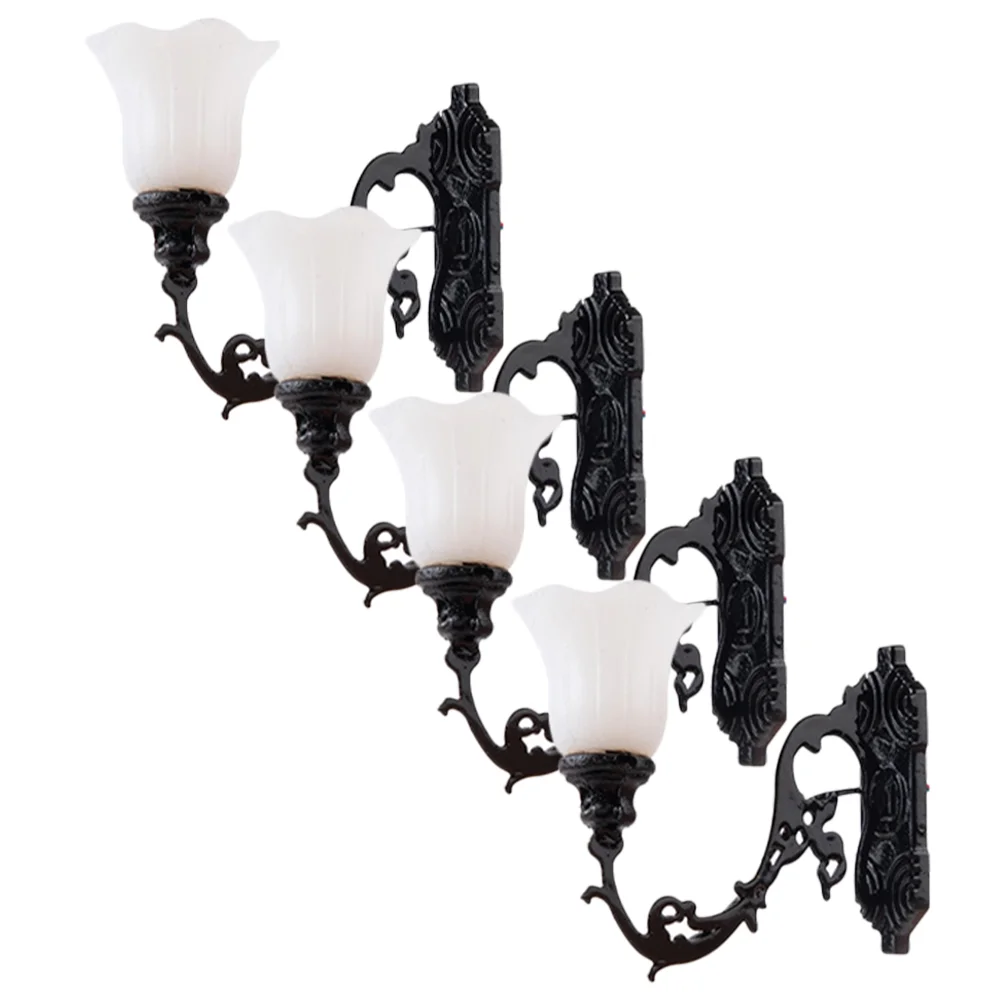 4 Pcs Dollhouse Wall Light Miniature Building Model Lights Toy Room Decoration Lamp Lamps Abs LED Prop