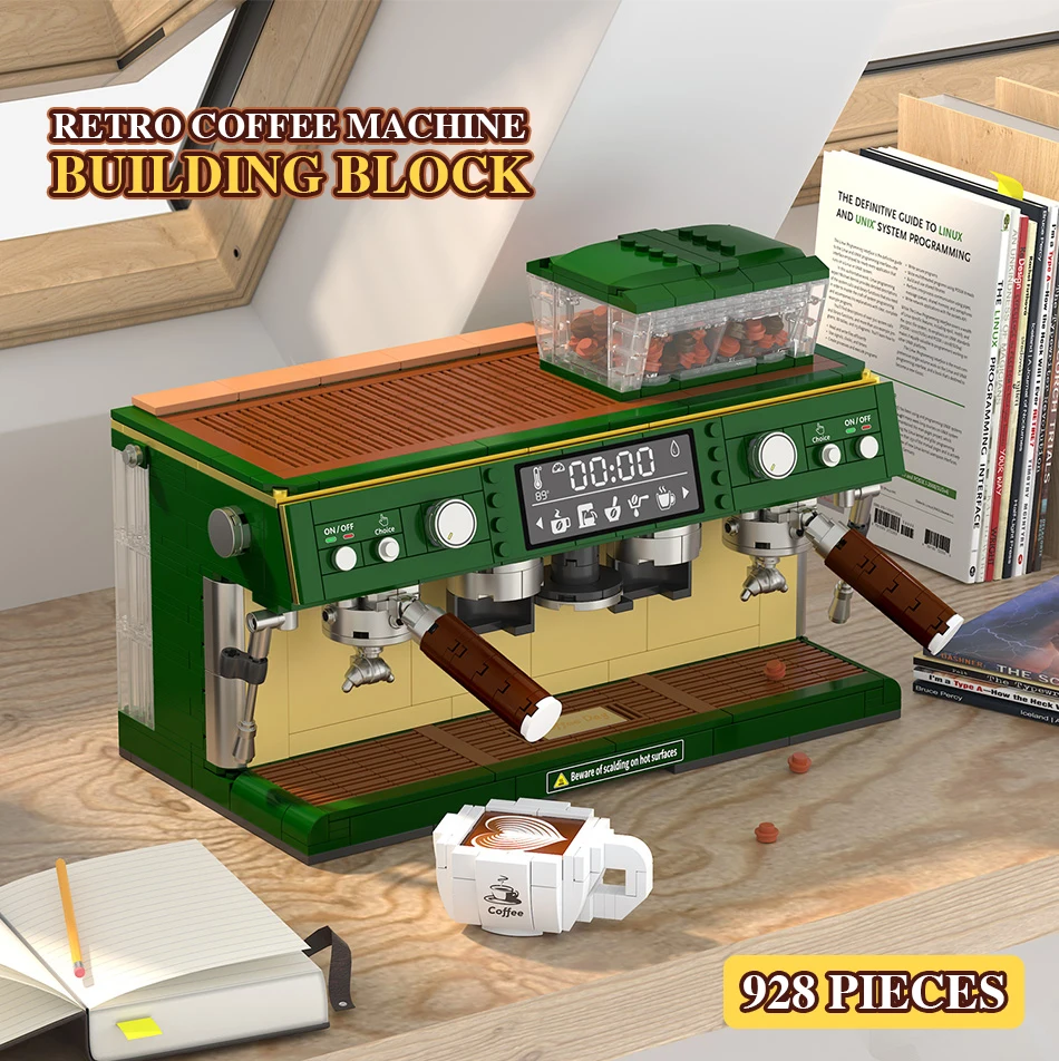 

Retro Coffee Machine Building Blocks 928PCS Building Blocks Toy Coffee Maker Display Blocks Toy