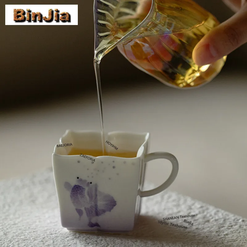 60ml Gradient Purple Koi Teacup Traditional Tea Bowl Tea Cup Set Tea-tasting Meditation Cup Chazhan Master Cups Tableware Craft