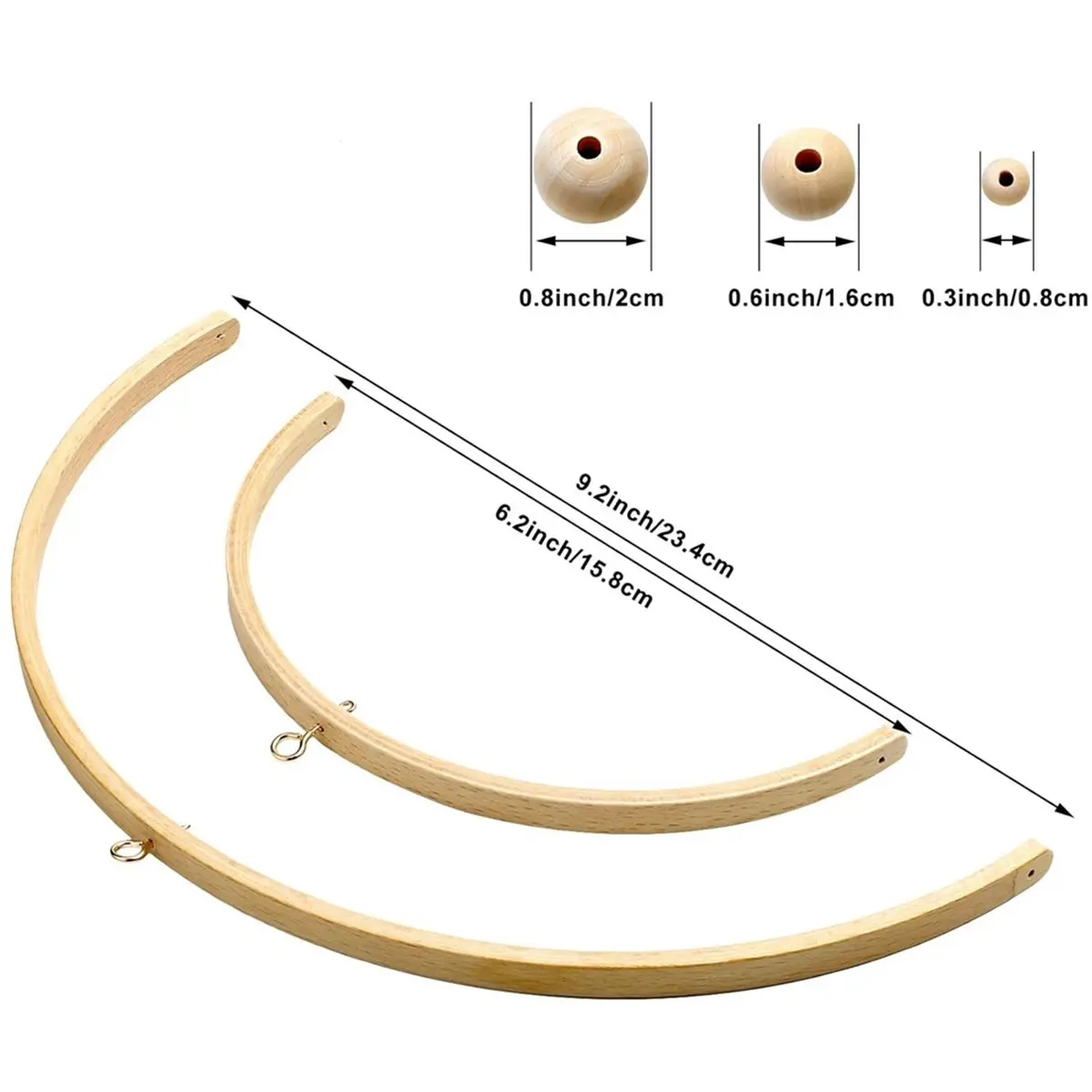 A43TBG Nursery Mobile Crib Bed Bell Ceiling Wooden Wind Chime Hanging DIY Wooden Frame Ornaments Handmade Kit B