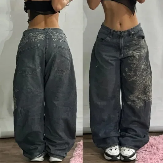new Streetwear New Fashion Oversized Print Baggy Jeans Y2K Harajuku Hip-hop Vintage Pop Gothic High Waist Wide-leg Pants Trouser