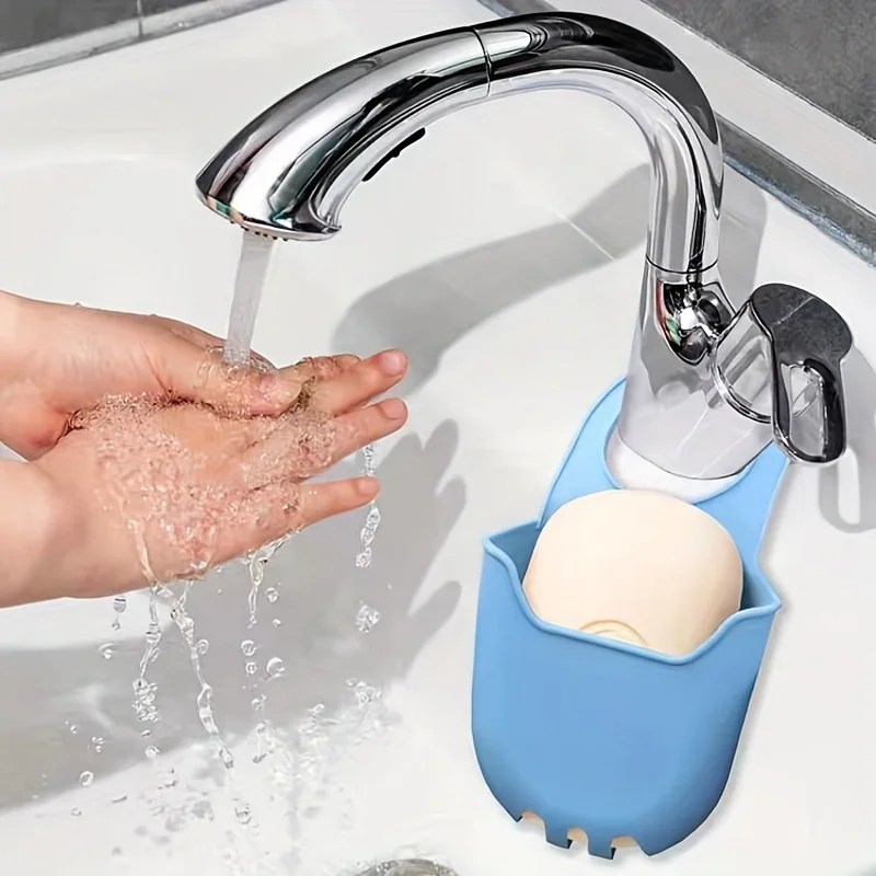 

Силиконовая подвесная корзина для мыла и губки с дренажным отверстием — гибкий и легко чистящийся органайзер для хранения в ванной и кухне