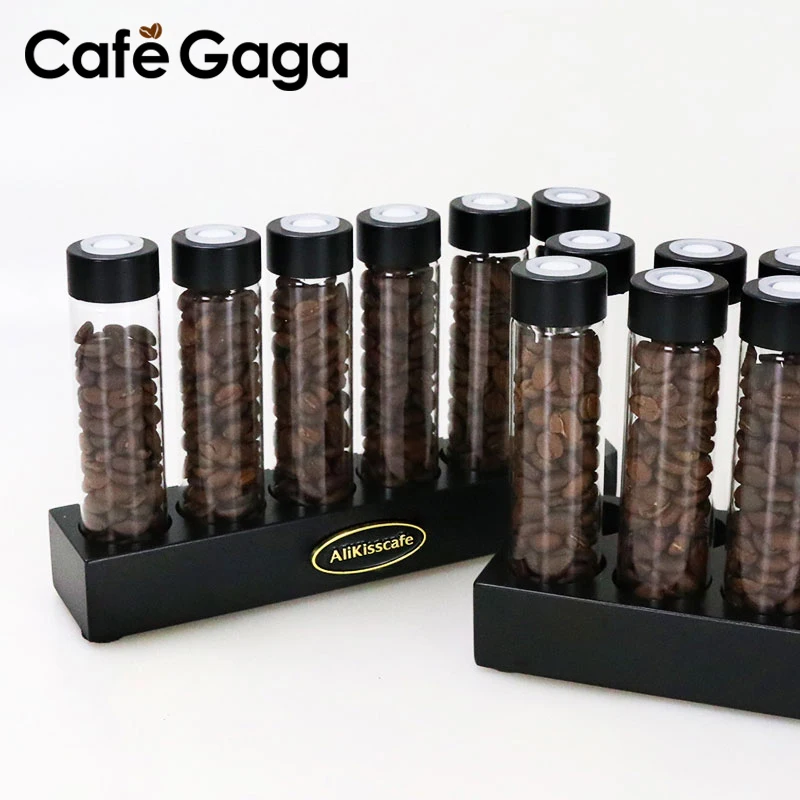 Coffee Bean Storage Tubes Single Dose Display Rack One-Way Exhaust Valve Spice With Funnel Tea Containers Barista Accessories