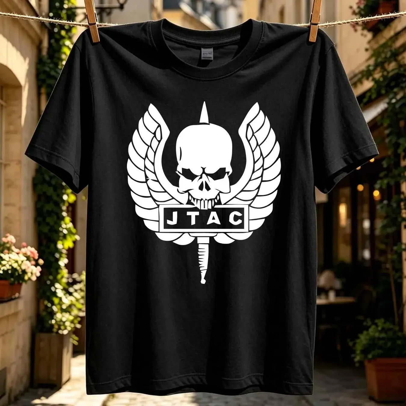 washed T Shirt Joint Terminal Attack Controller JTAC long or short sleeves vintage Washed streetwear Top For Everyday Wear