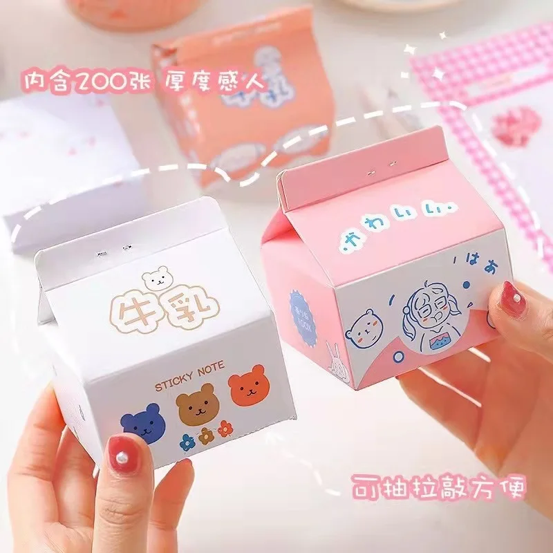 200sheets Milk Carton Memo Pad Fruit No-Sticky Note Decal Scrapbooking DIY Notepad Stationery School Supplies