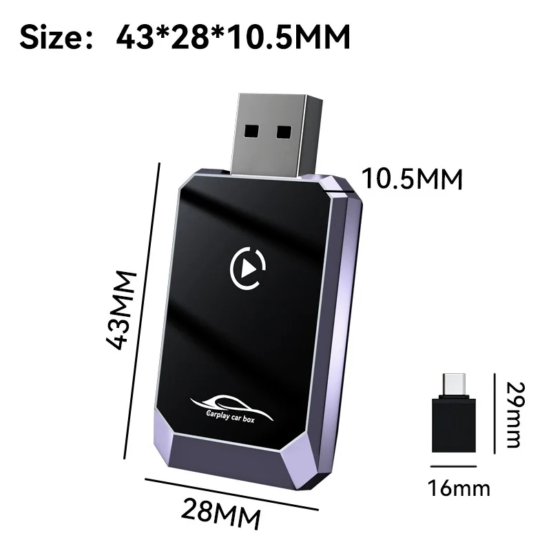 ワイヤレスCarPlayカーコネクティビティボックス スマートワイヤレスCarPlayボックス 2in1 プラグアンドプレイ 自動接続 Bluetooth 5.0 便利