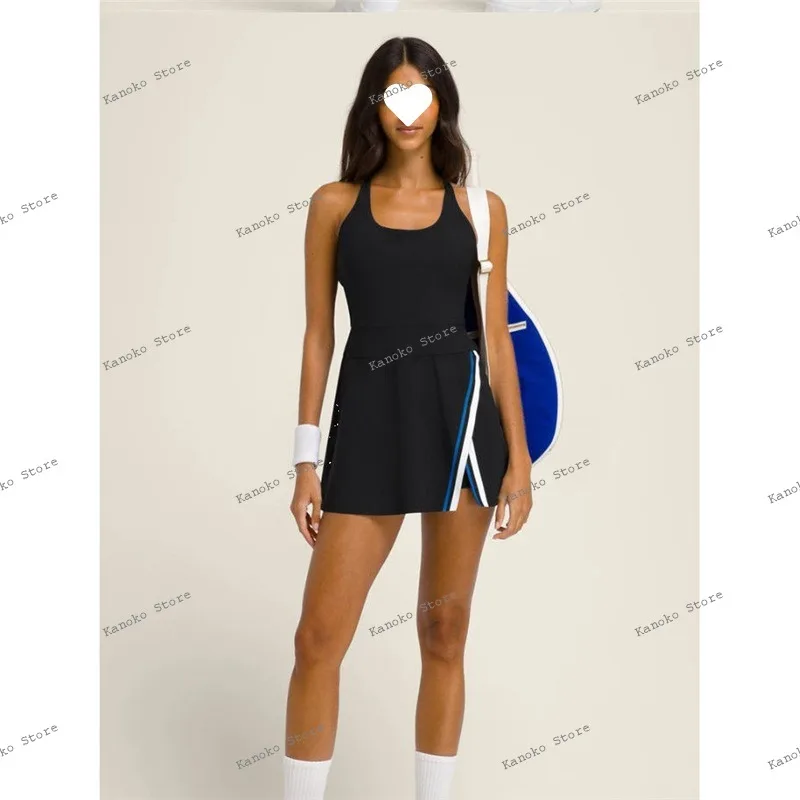 Tennis Skirt Women's Badminton Sports Dress Running Quick-drying Slim Fit with Chest Pad Contrasting Color Clothing Anti-light