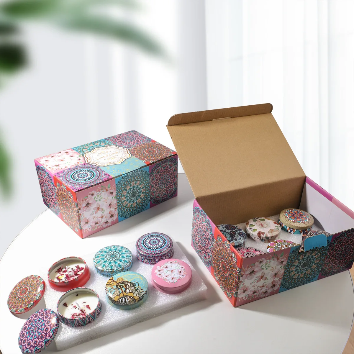 12 Scented Candle Gift Box Set: Soy Wax Dried Flower Scented Candles As A Souvenir Gift With Floral Fragrance mouth-shaped jar