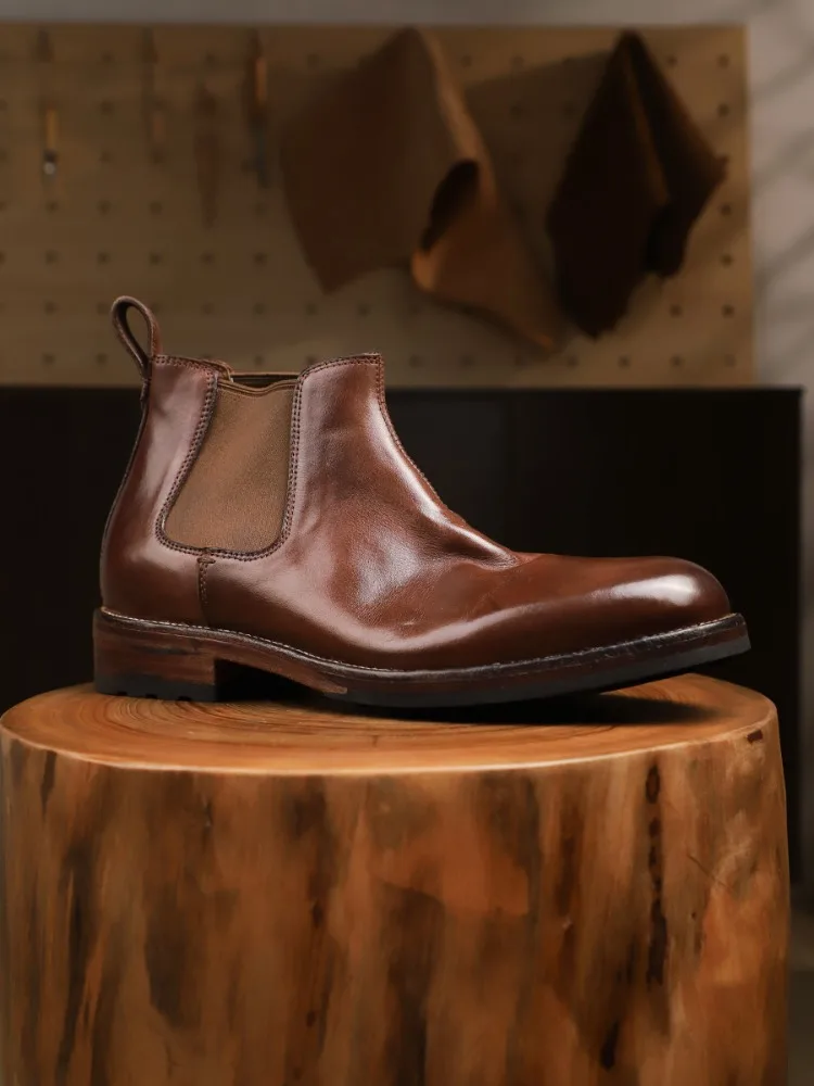 

Cow Leather Handmade Chelsea Boots Men Business British Retro Outdoor Work Boots