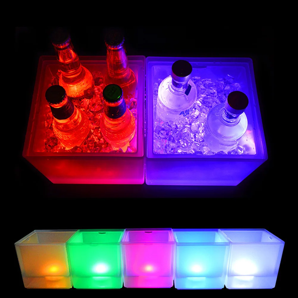 3.5L Colorful Glow Plastic LED Ice Bucket Bar Nightclub Light Up Champagne Whiskey Beer Bucket Bars Night Party