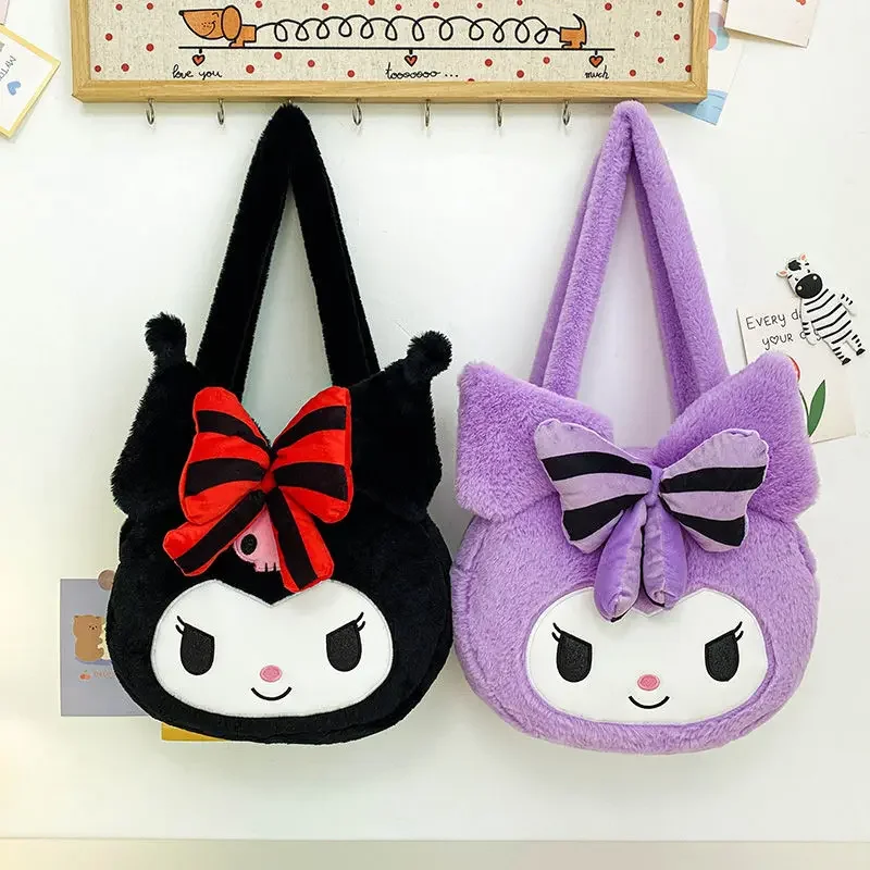 kuromi Sanrio anime cartoon cute plush shoulder bag creative kawaii commuter armpit bag large capacity portable crossbody bag