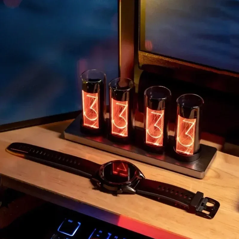 Nixie Tubes Clock Digital RGB Electronic Led Glow Nixie Tube Watch Desktop Original Retro Table Decoration & Accessories Gifts