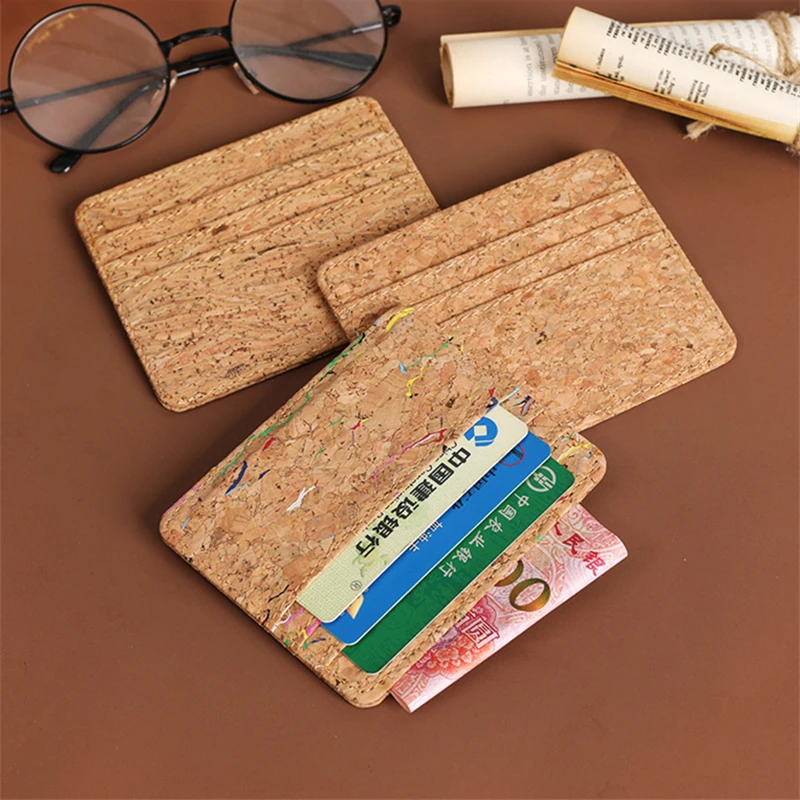 Cork Leather ID Bank Card Holder Credit Multi Slot Slim Card Case Wallet Women Men Business Card Cover Money Bag Coin Purse