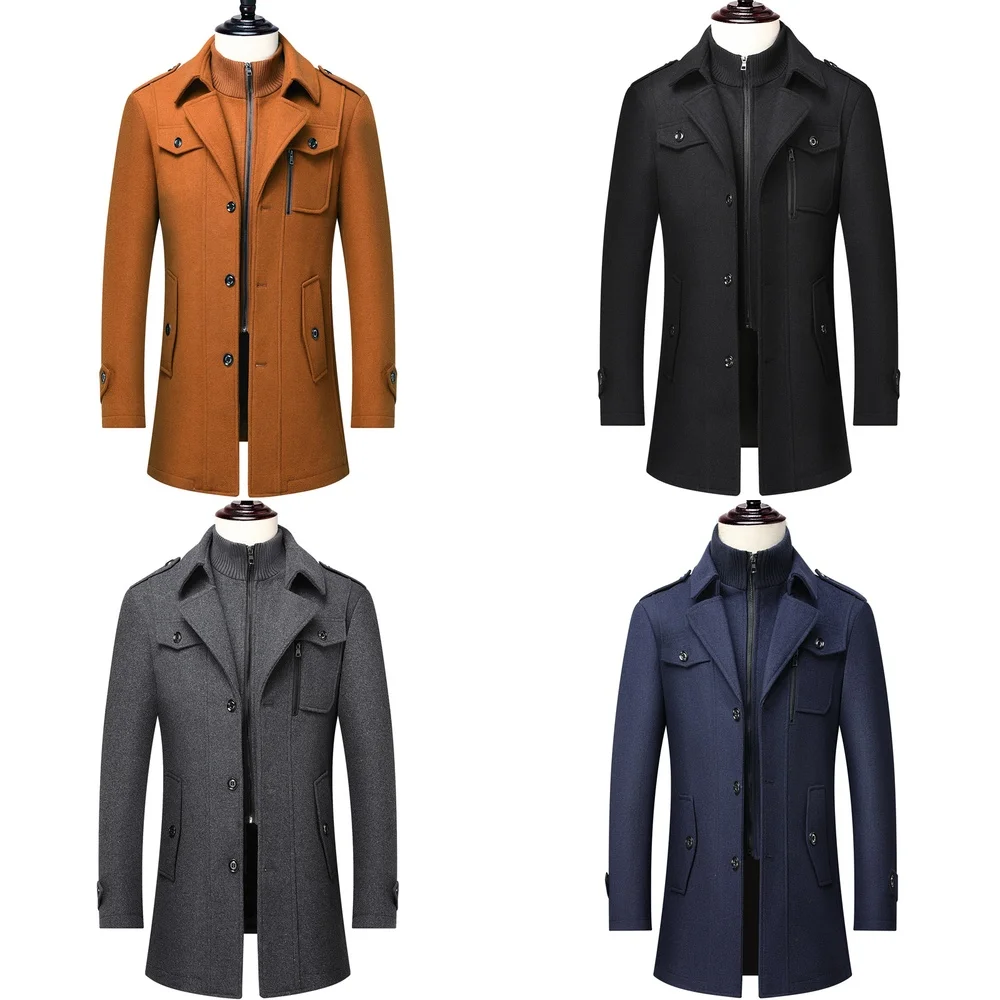 

Men's Wool Long Trench Coat Winter Warm Outerwear for Men