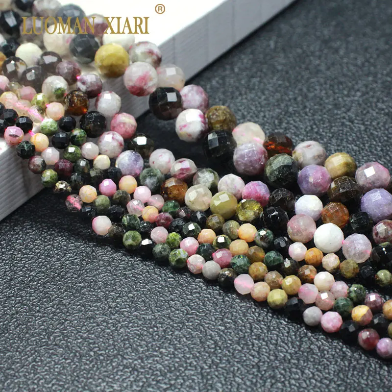 

Fine 100% Natural Stone Faceted Tourmaline Round Gemstone Spacer Beads For Jewelry Making DIY Bracelet Necklace 6/8/10MM