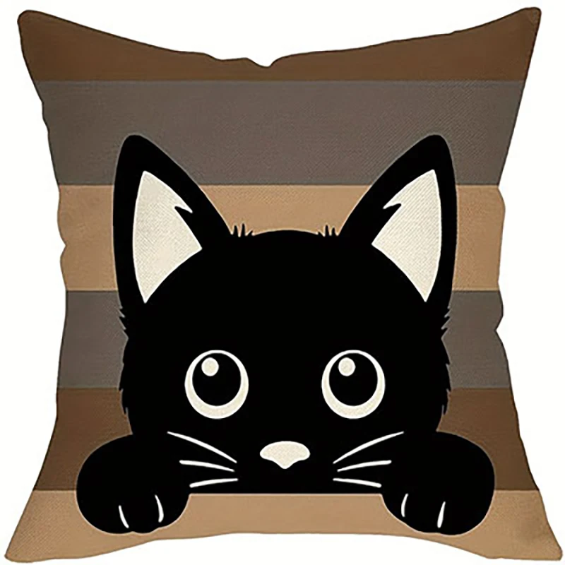 Whimsical Reading Cat Pillow Covers Charming Decor for Book Lovers' Spaces Cushion Cover Bedroom Room Home Decor Cushion Case