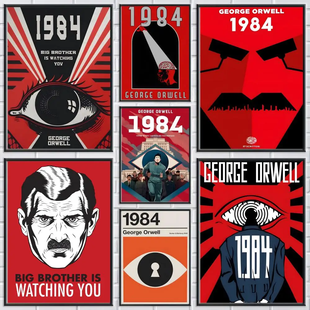 

1984 G-George Orwell Painting Calligraphy Frameless Canvas Poster Wall Art Perfect For Hallway Home Decoration Holiday Gifts