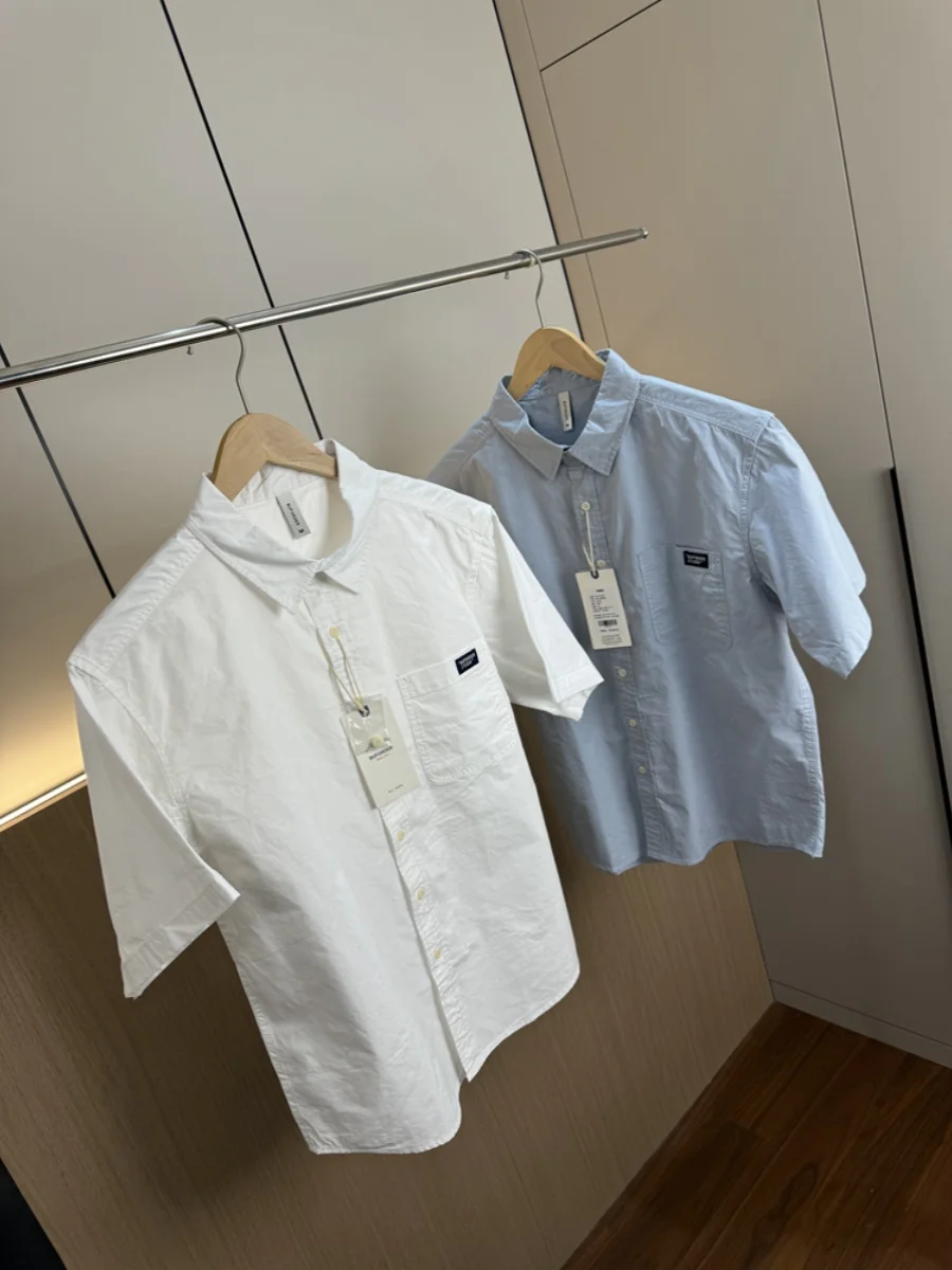 

Washed Pure Cotton Short Sleeve Shirt American Casual Style Men's Fashion Workwear Versatile Summer Shirt Standard Fit Thin