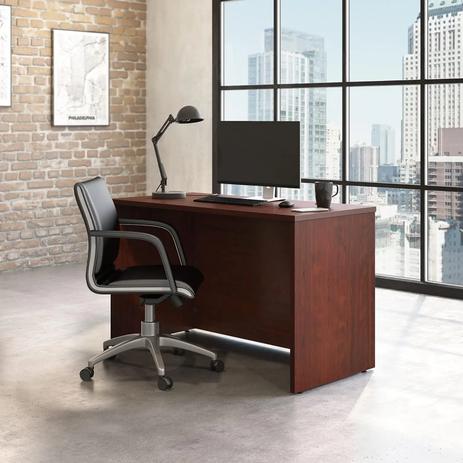 Affirm Computer Desk, L: 47.17 x W: 23.47 x H: 29.29, Classic Cherry