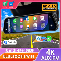 10Inch 4K Dash Cam Car DVR Carplay Android Auto WIFI BT AUX Drive Recorder Dashcam Camera Stream Rear View Mirror Car accessory
