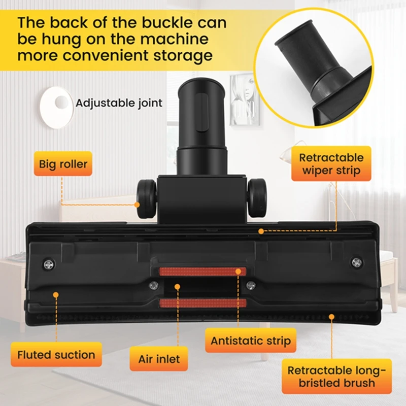 

Универсальная насадка-щетка для пылесоса 32 мм, европейский стандарт, для пола и ковров, комбинированный инструмент