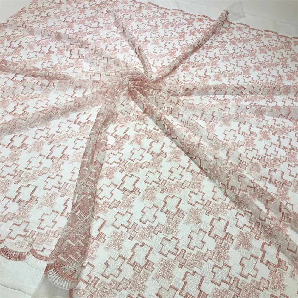 Neuer Stil Mesh-Stickerei Afrikanischer Spitzenstoff 2026 Hochwertige Spitze Wasserlösliche Modische Weiche Spitze 5 Yards – Detail 15
