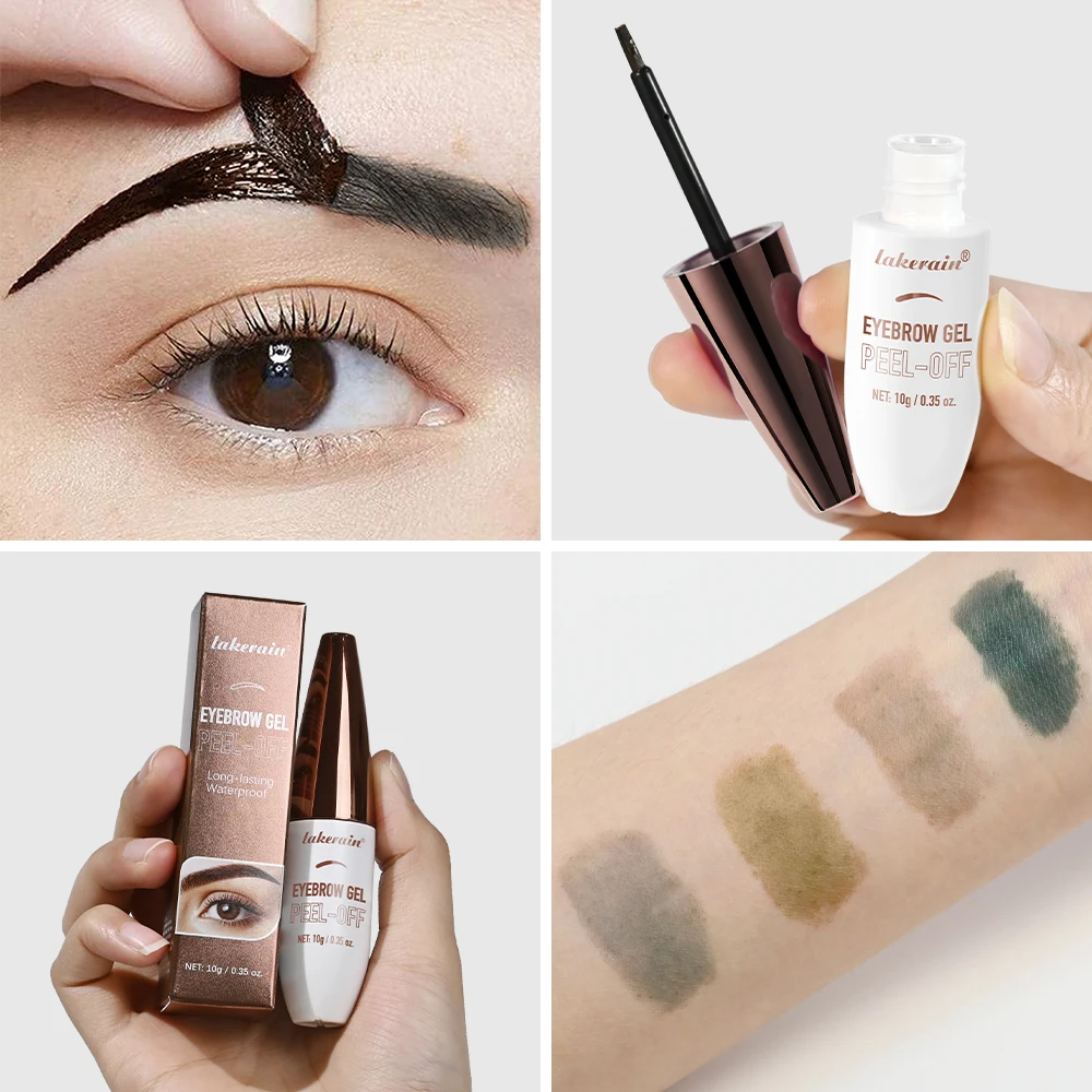 Lakerain 4 colores gel de cejas desgarro ceja natural color duradero impermeable a prueba de manchas gel de cejas desgarro