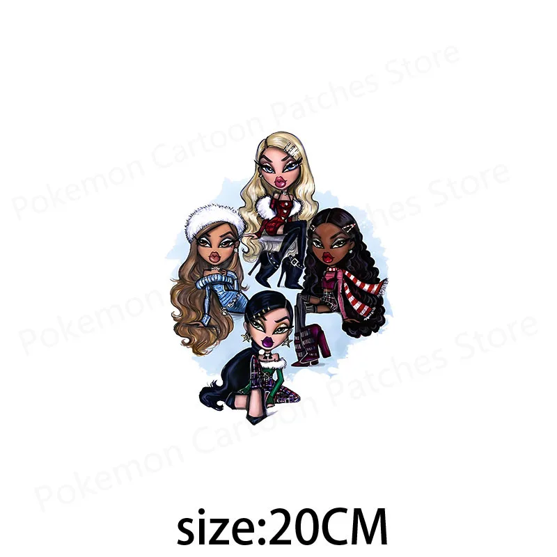 Bratz Cartoon Patches for Clothing Heat Transfer Anime Stickers for Clothes DIY T-Shirts Applique for Girls Custom Decor Gifts