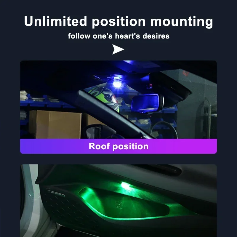 SEAMETAL Wireless Adhesive LED Car Interior Ambient Light Auto Roof Foot Atmosphere Lamp Diamond Diving Light Remote Control