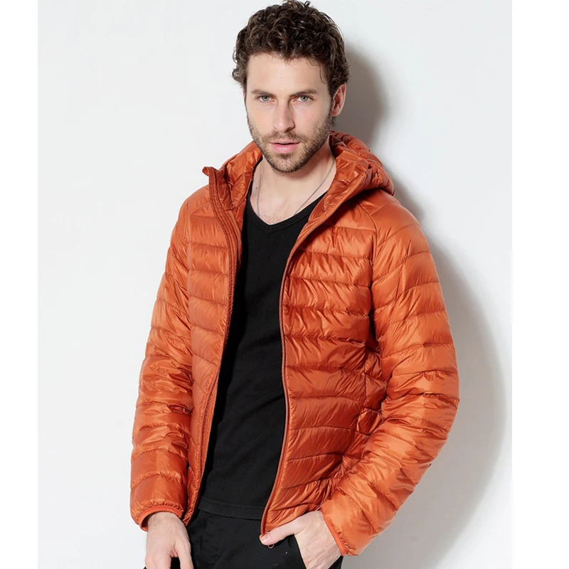 Men White Duck Down Jacke New Portable Hooded Down Coat Ultralight Men Winter Coat Warm Thermal Down Parkas Light Jacket