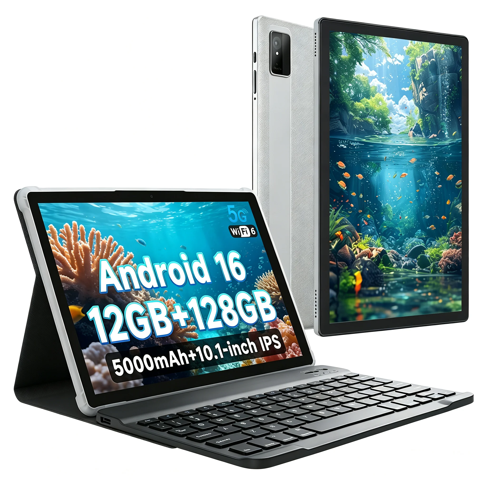Paitanry 2026 New 10.1" Android 16 Tablet 12GB+128GB 1TB Expandable IPS HD Screen 5000mAh Battery WiFi 6 for Kids & Adult PC Pad