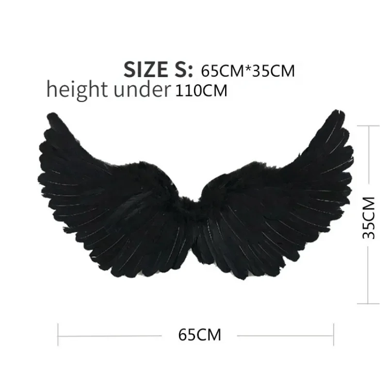 3pcs Anime Cosplay Black Feather Devil Wings Swallow Shaped Kids Adult Performance Feather Wings Bride Flower Child Dress