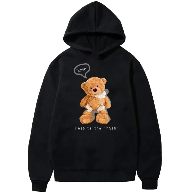 

Модная толстовка унисекс с мультяшным принтом Fun Bear 2026 – осенне-зимний стиль, уличный спортивный пуловер