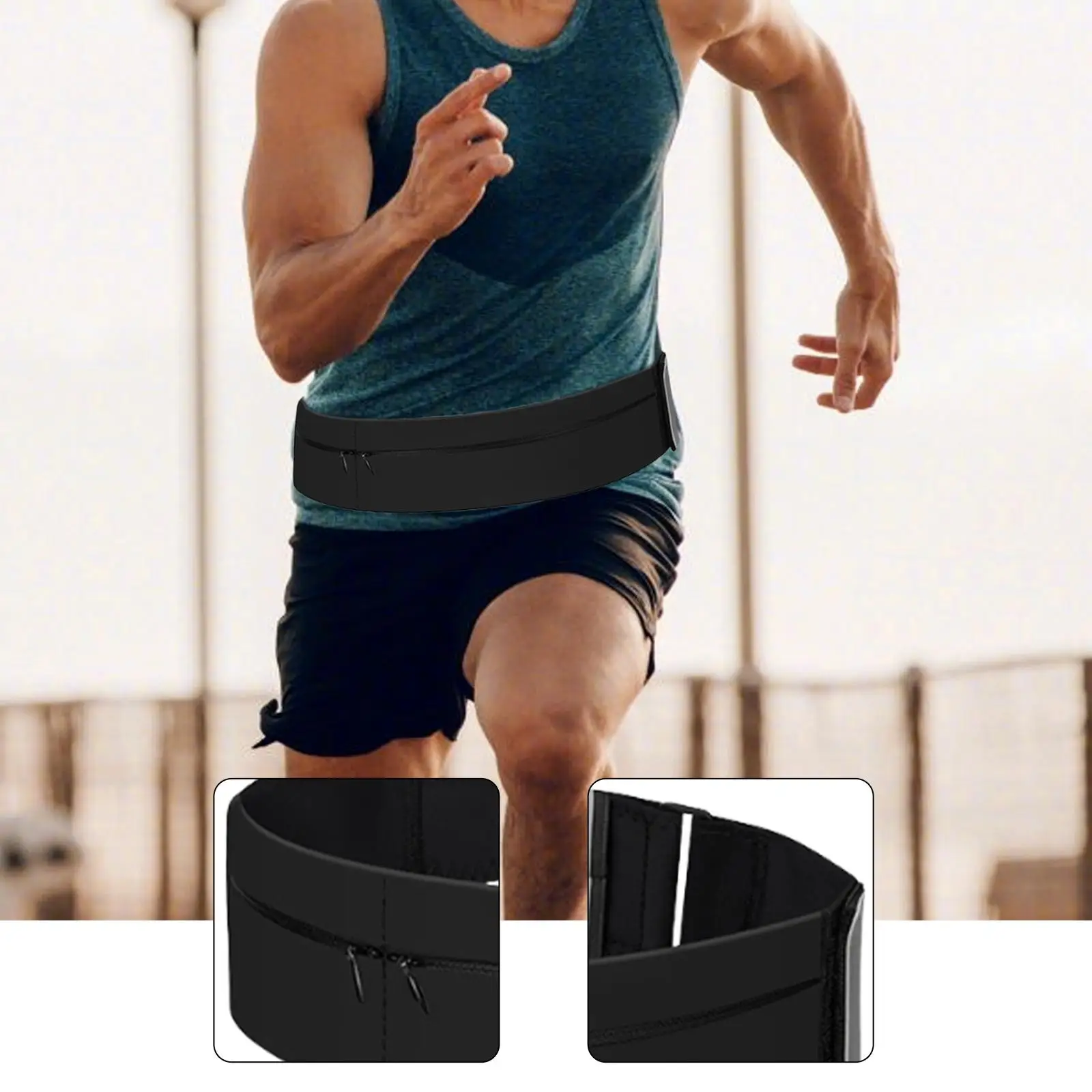 Running Belt Fanny Pack 3 Pocket Lightweight Jogging Pouch for Phone, Keys, Essentials for Riding Camping Workout Sports Jogging