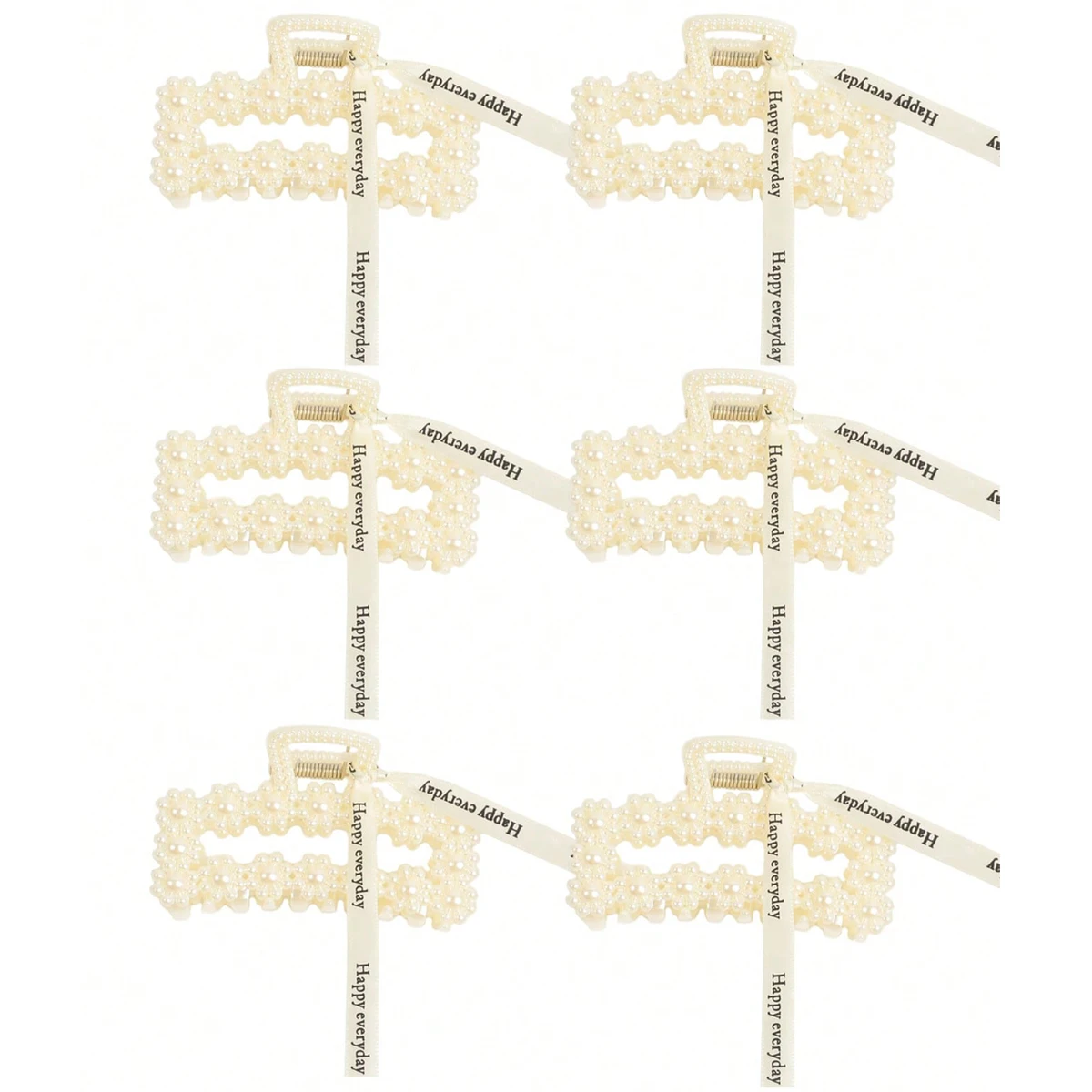 6 Stück Elegante Perlen-Haarklammern mit Band, Große Rutschfeste Haarspangen, Süße Braut-Haaraccessoires für Frauen Tägliches Styling